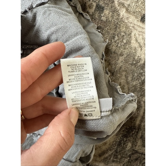 Cloth & Stone Lyocell T-Shirt Dress M Gray V-Neck Lagenlook Frayed Raw Hem Boho - Picture 9 of 12